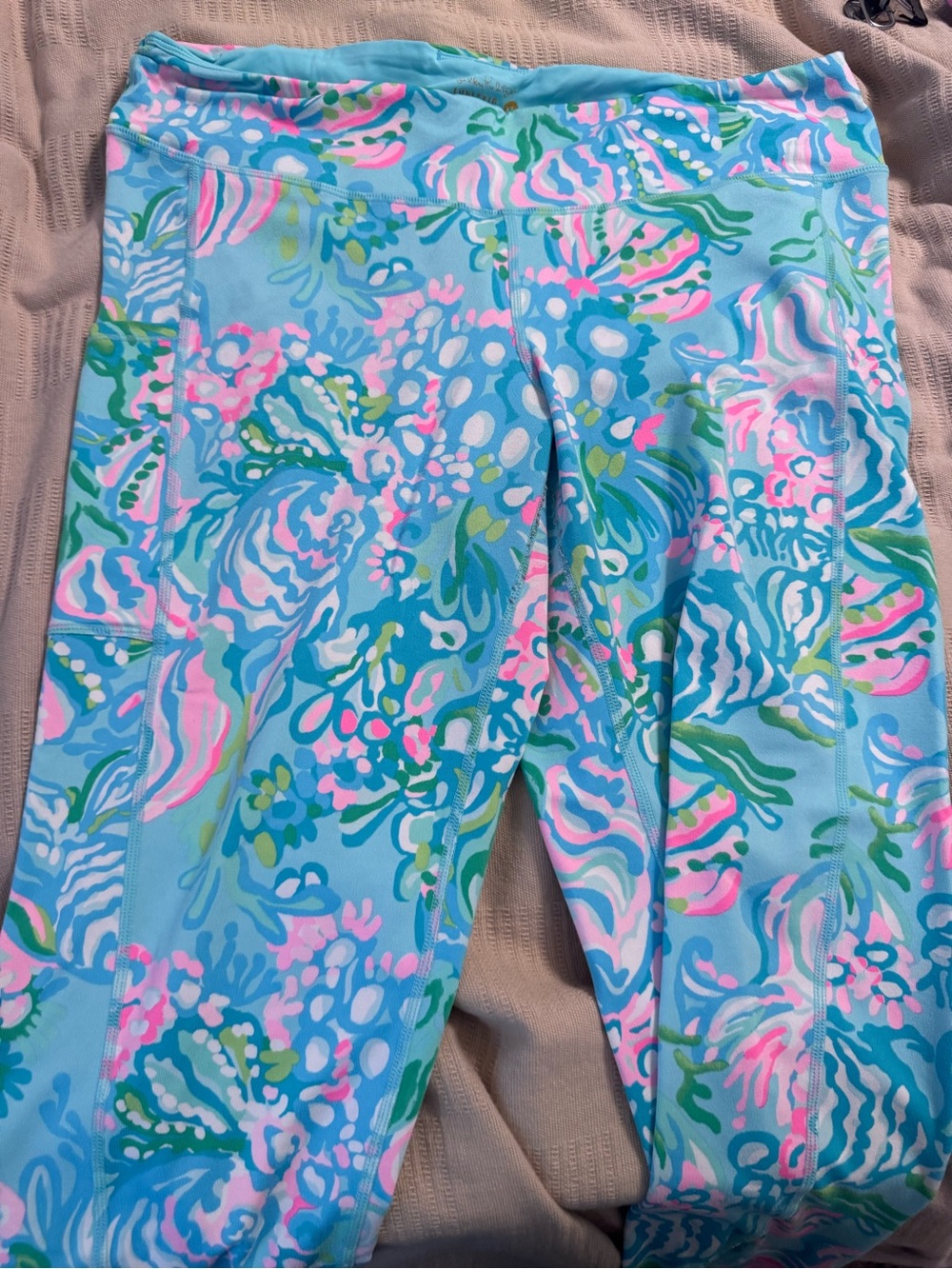 Lilly Pulitzer Blue Pink Green Floral Print Leggings